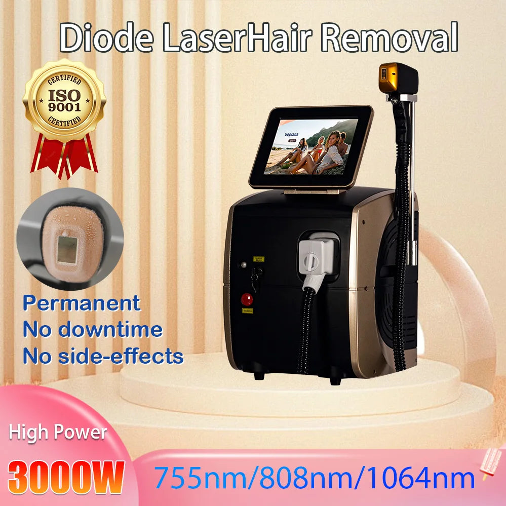 Laser 3wavelengths Diode Laser Hair Removal Machine Safe And Painless Permanent Beauty Lovers Whole Body Hair Removal