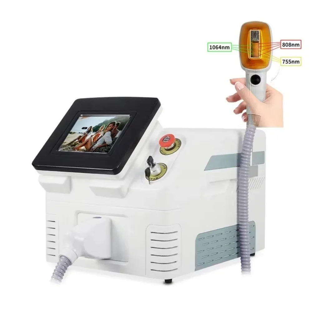 808nm 3 Wavelength 808 755 1064 1600w 10Bar Diode Laser Hair Removal Machine Skin Whitening Rejuvenating Hair Removal Device