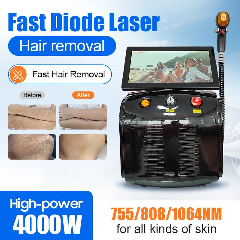 4000w Hair Removal Diode Laser 755 808 1064 Nm Ice Platinum Machine Fast Hair Removal Laser For Remove Hair Depilacion Laser
