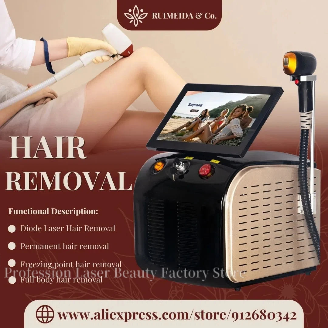 Upgraded 808nm Diode Laser Hair Removal Machine Suitable for All Skin Types Equipped With Ice Cold Technology 3500W Device